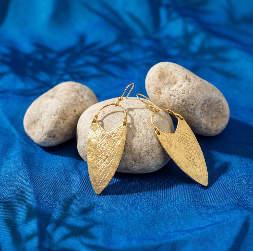 Ohrring - Goldenes Blatt – Bild 2